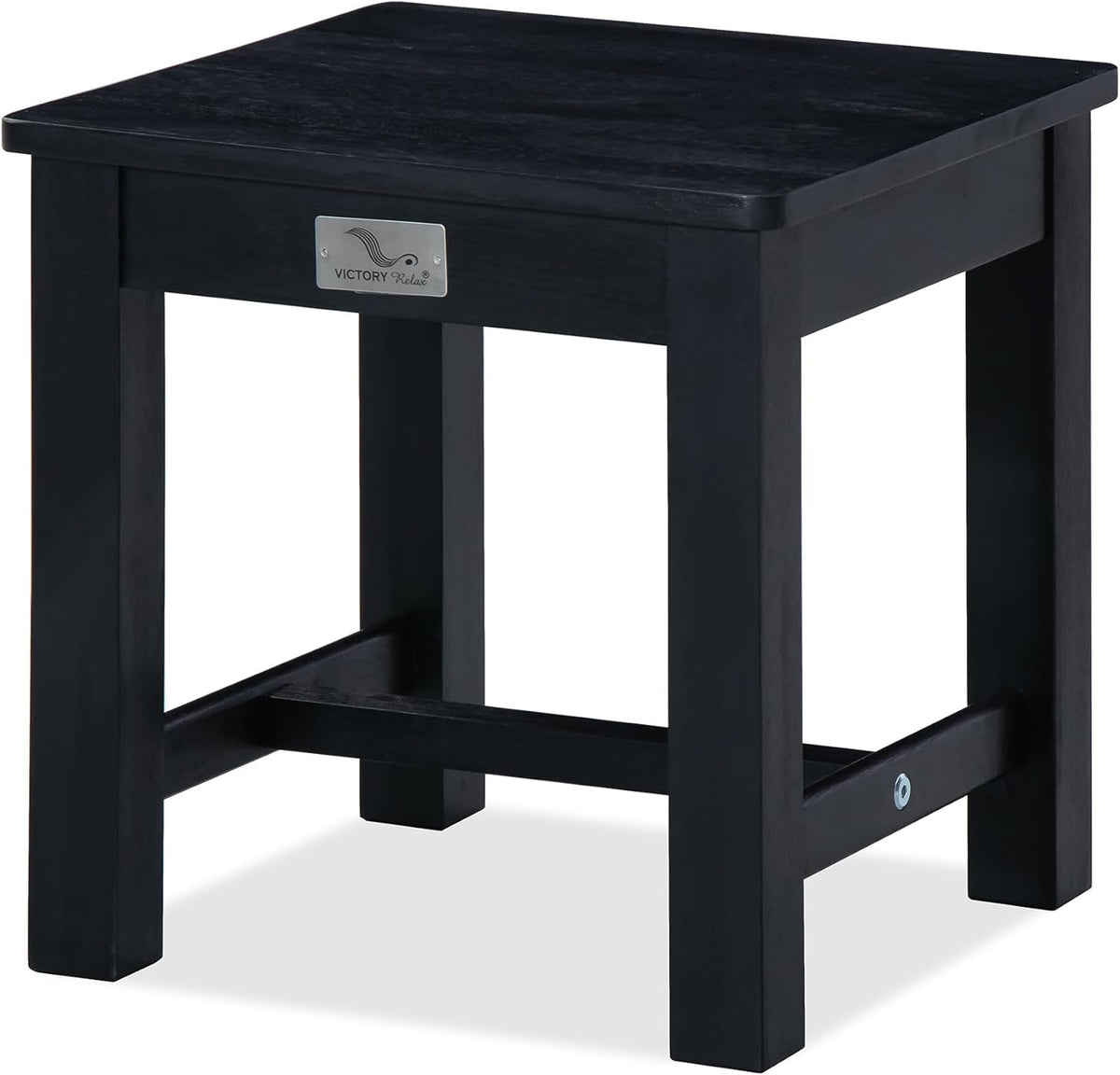 12 Inch Wooden Black Step Stool, Small Nature Beach Chair Under Desk, Indoor Acacia Wood Short Footstool for Living Room, Kitchen, Bathroom