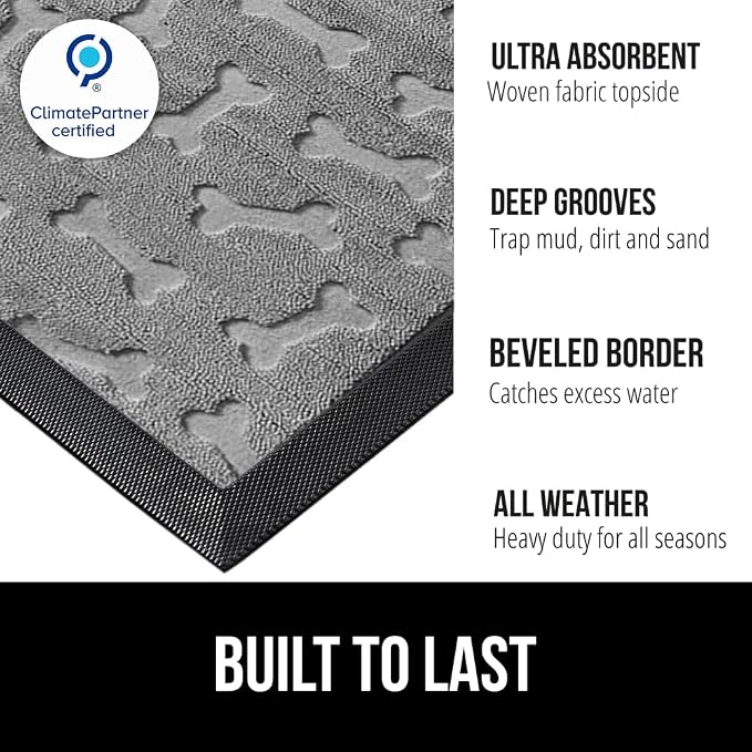 GORILLA GRIP 100% Waterproof All-Season WeatherMAX Doormat, US Designed Natural