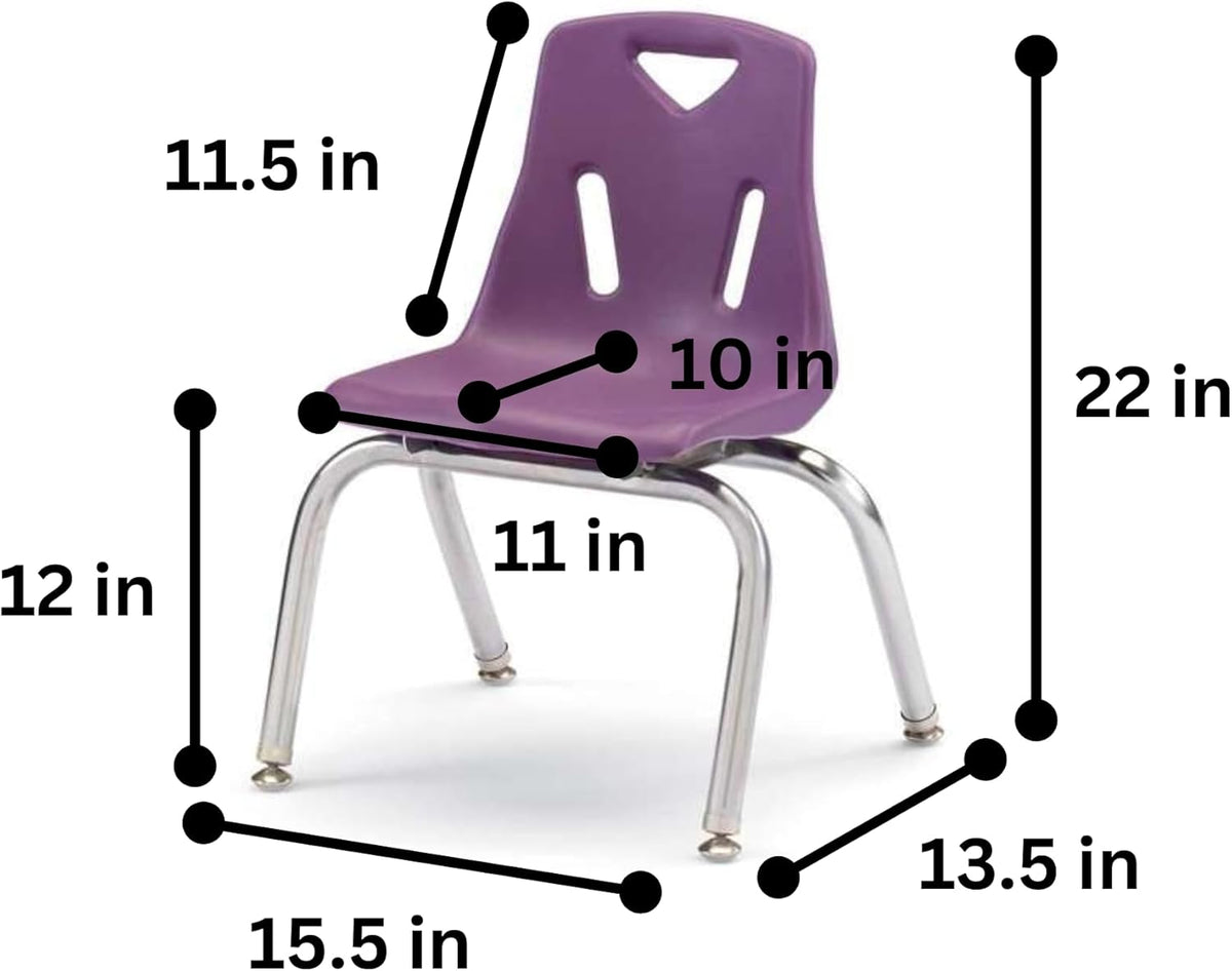 Berries Jonti-Craft 8142JC6004 Stacking Chairs with Chrome-Plated Legs, 12" Height, Purple, Pack of 6