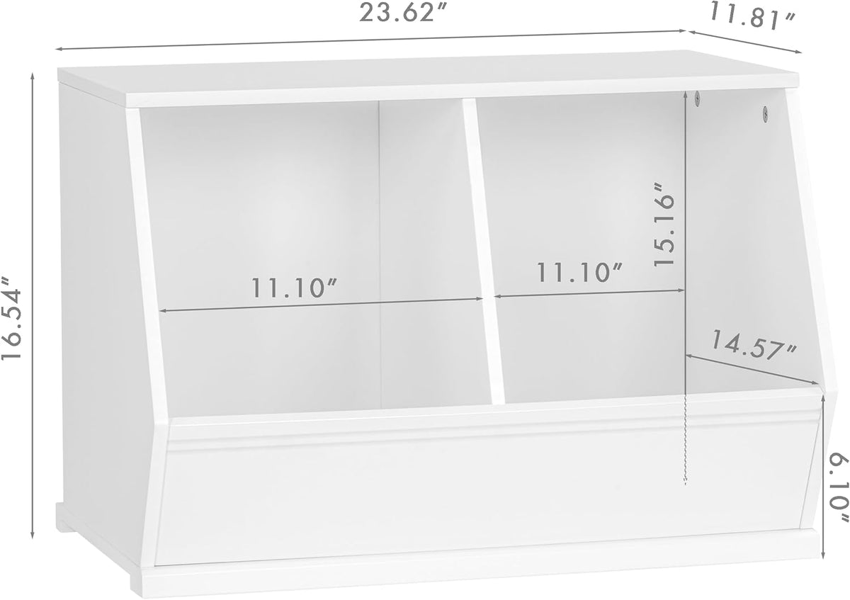 UTEX Stackable Toy Storage Cabinet, Wooden Cubby Organizer, White Shelf for Playroom, Bedroom, Living Room, Nursery, 2 Cubes