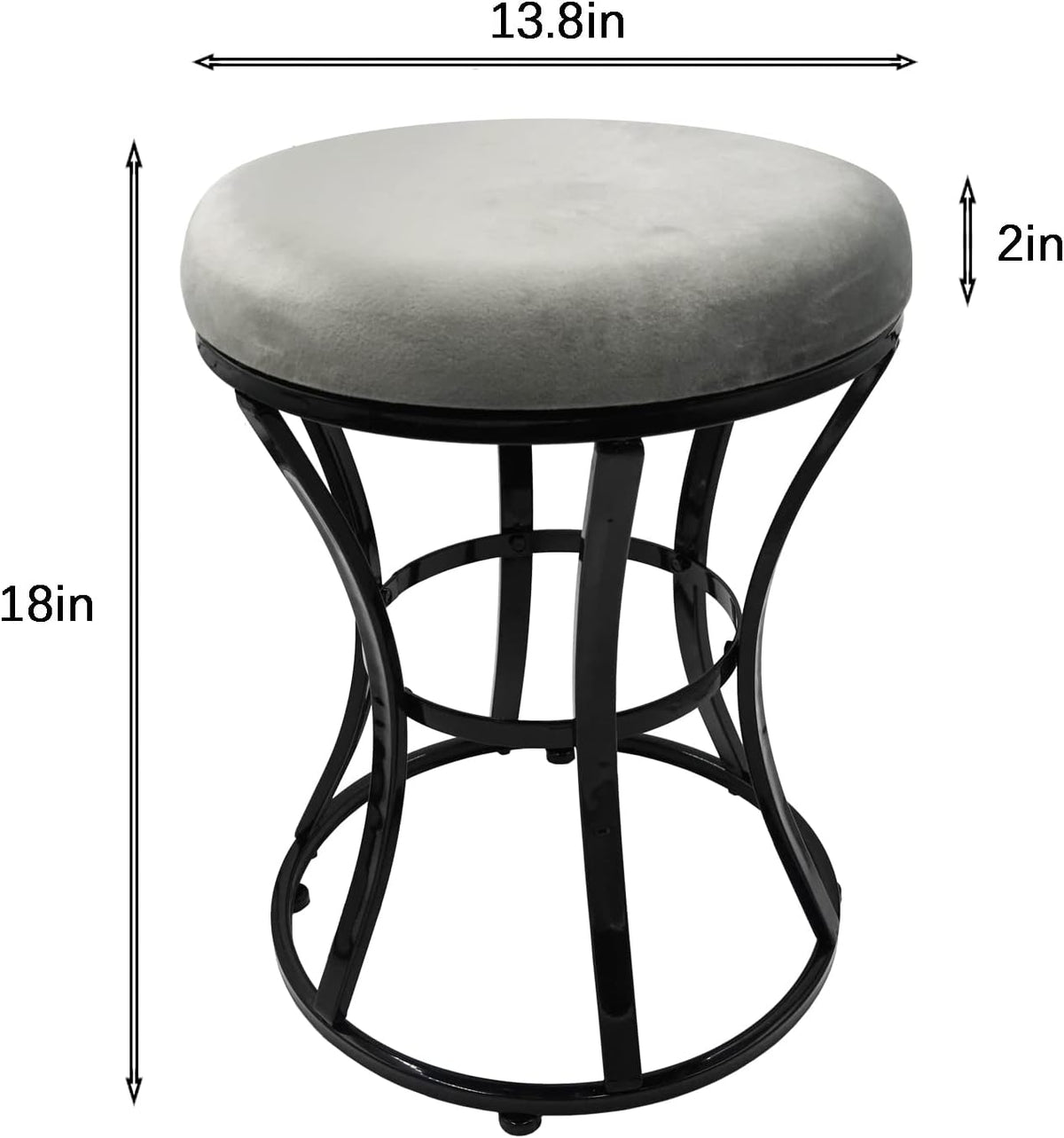 Vanity Stool, Grey Stools for Makeup Room, Round Ottoman Foot Stool, Velvet Footrest Vanity Chair for Bathroom, Bedroom, Living Room Furniture, Entryway, Offices