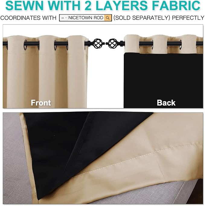 NICETOWN Thermal Insulated 100% Blackout Curtains, Cold Noise Reducing