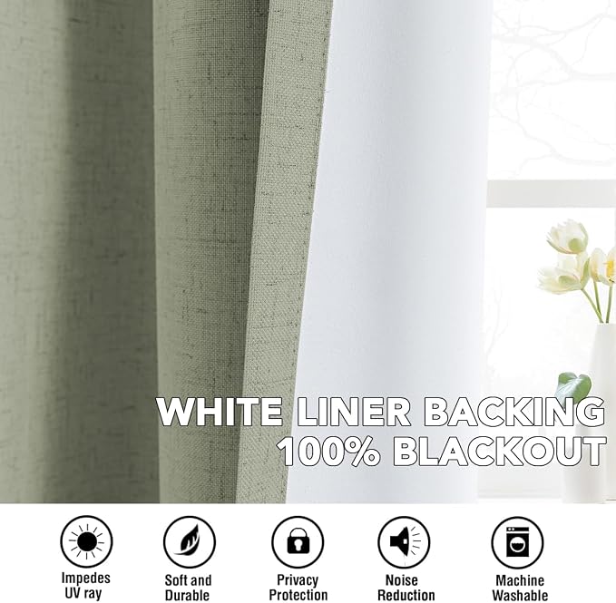 H.VERSAILTEX Linen Curtains 100% Blackout Curtains