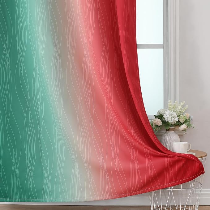 Estelar Textiler Red and Green Ombre Blackout Curtains