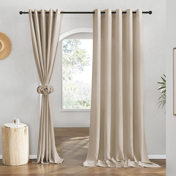 NICETOWN Flax Taupe Linen Curtains