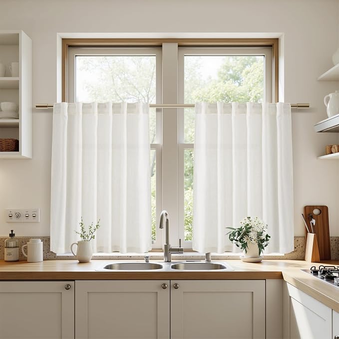 Nanspring 24 Inch Linen Curtains