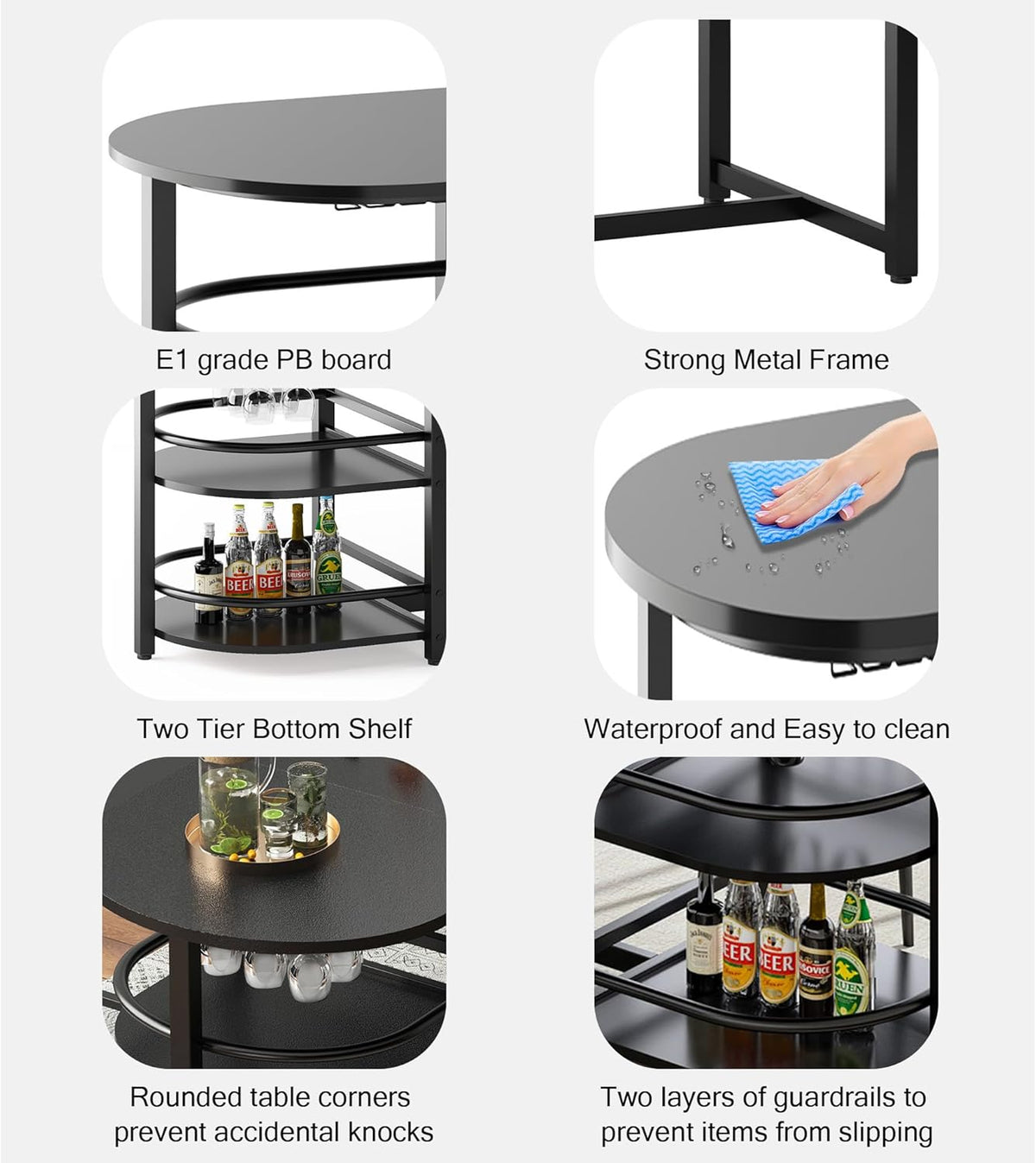 soges Dining Table for 4-6 Person, 71 inch Long Kitchen Dining Table for Living Room and Dining Room, Dinner Table with Storage Shelf & Cup Holder, Metal Legs(Only Table), Black