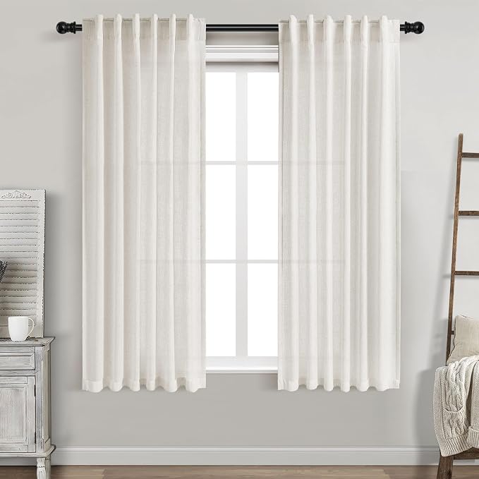 Cream Linen Curtains 63 Inches Long