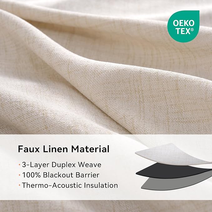 100% Blackout Shield Linen Blackout Curtains