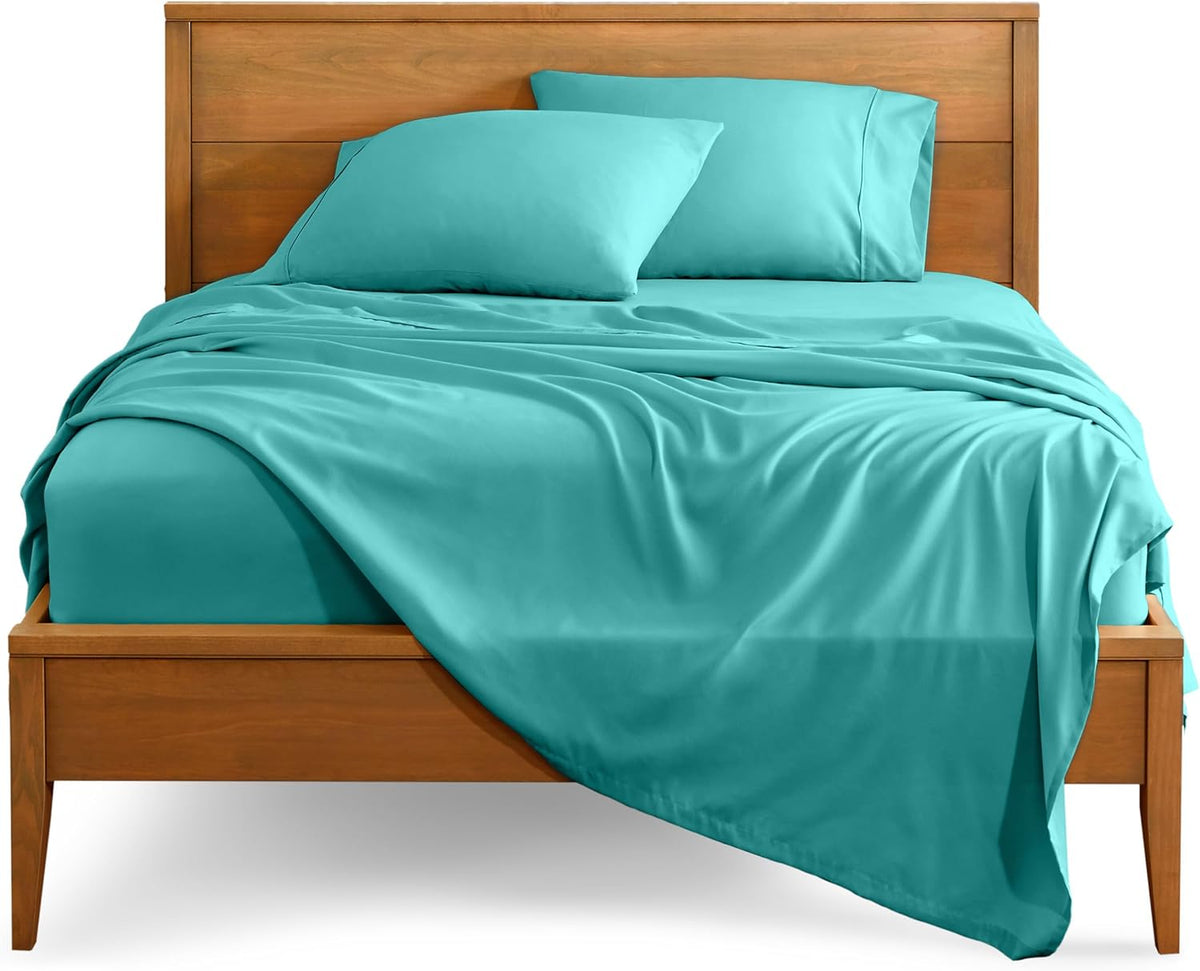 Bare Home King Sheet Set - Luxury 1800 Ultra-Soft Microfiber King Bed Sheets - Double Brushed - Deep Pockets - Easy Fit - 4 Piece Set - Bedding Sheets & Pillowcases (King, Turquoise)