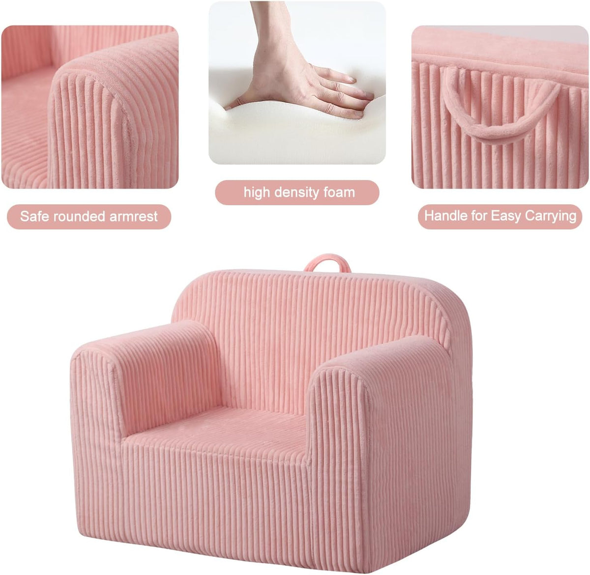 Getifun Foam Kids Sofa, Kids Armchair with Carrying Handle, Comfy Toddler Sofa Couch,Soft Toddler Armchair for Boys and Girls (Pink)
