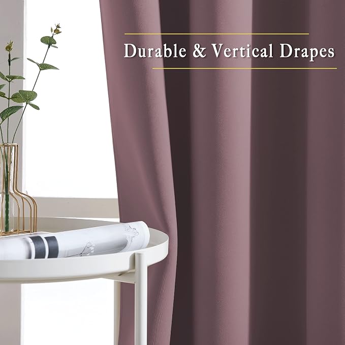 NICETOWN Room Darkening 118 inch Long Curtains, Grommet Thermal Drapes Weighted