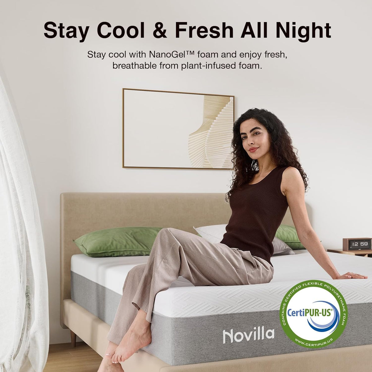 Novilla Twin XL Mattress, 10 Inch Gel Memory Foam XL Twin Mattress for Cool Night & Pressure Relief, Medium Plush Mattresses in a Box, Bliss