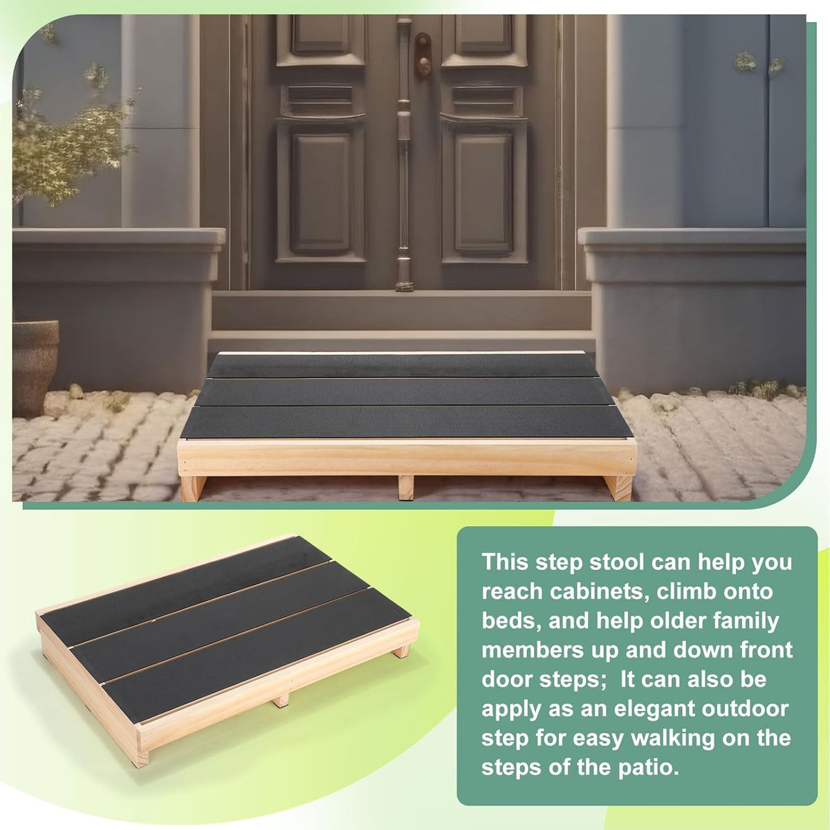 3.5" Wooden Platform Step Stool,24" Platform with Non Slip Rubber Stepping Surface for Adults & Elderly Bed Steps Wooden Mobility Stepping Stools for Bedroom, Bathroom, Kitchen, Garden