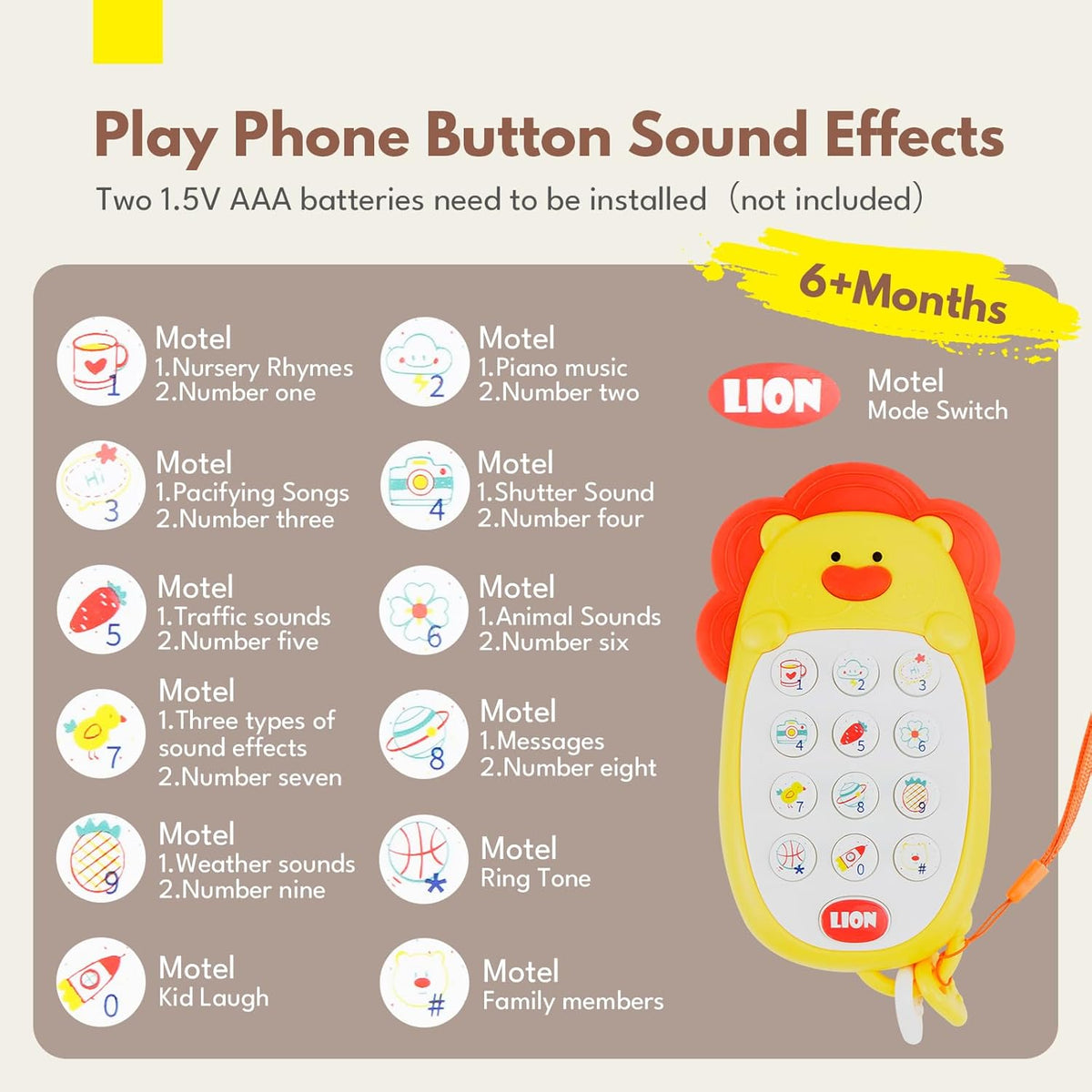 Lovvie & Joy Toddler Sofa Chair, Soft Toddler Kids Chair with Learning Toy Phone,Cloth Book and Rattle Toy,Toddler Chair Couch for Boys and Girls Ages 1+ Years Bear