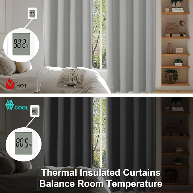 Simplebrand Silver Grey Blackout Curtains