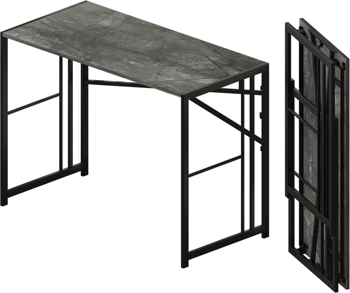 Folding Desk 40 inch Writing Gaming Computer Camping Desk, No Assembly Required Home Office Table, Grey