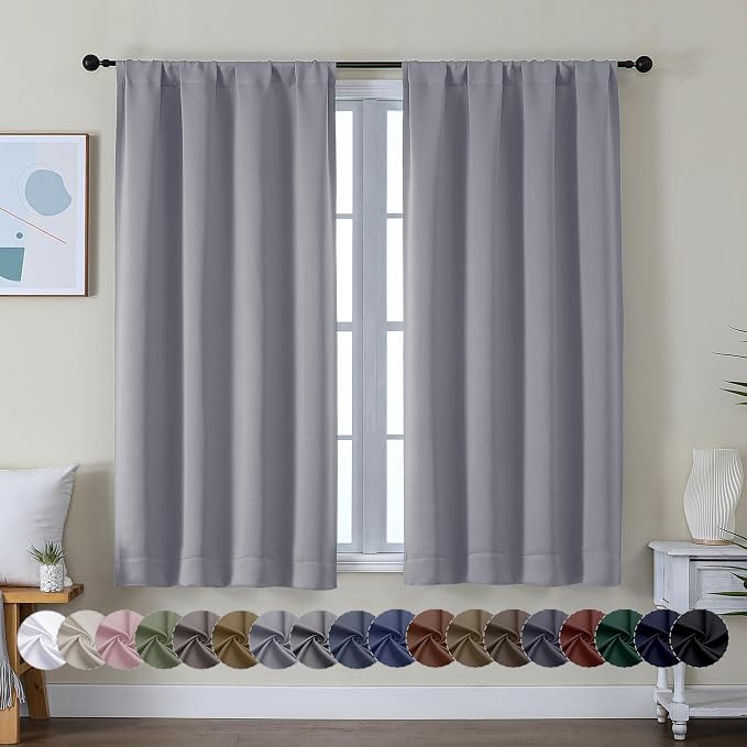 Simplebrand Ava Silver Grey Short Blackout Curtains