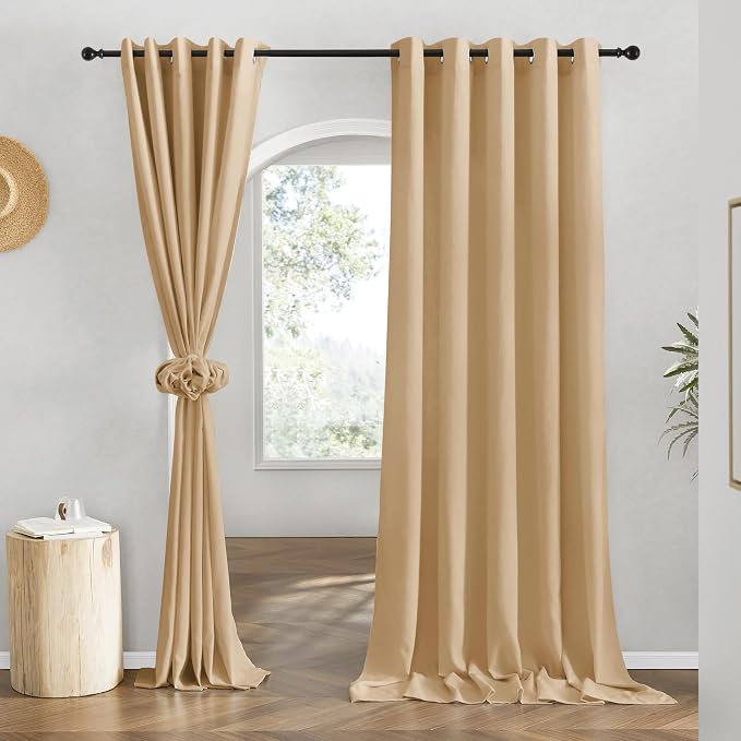 NICETOWN Flax Burlap Linen Curtains