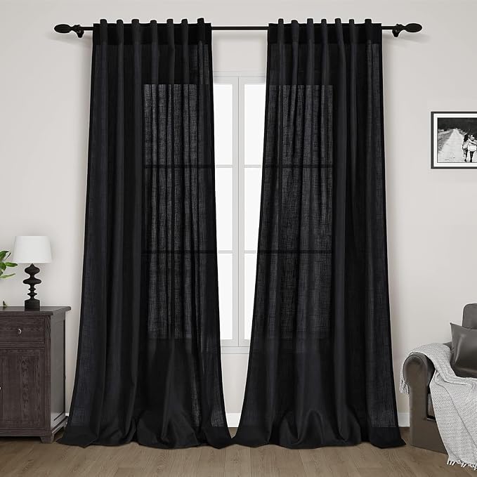 Nanspring Extra Long Black Curtain 102 inches Long 2 Panels Set