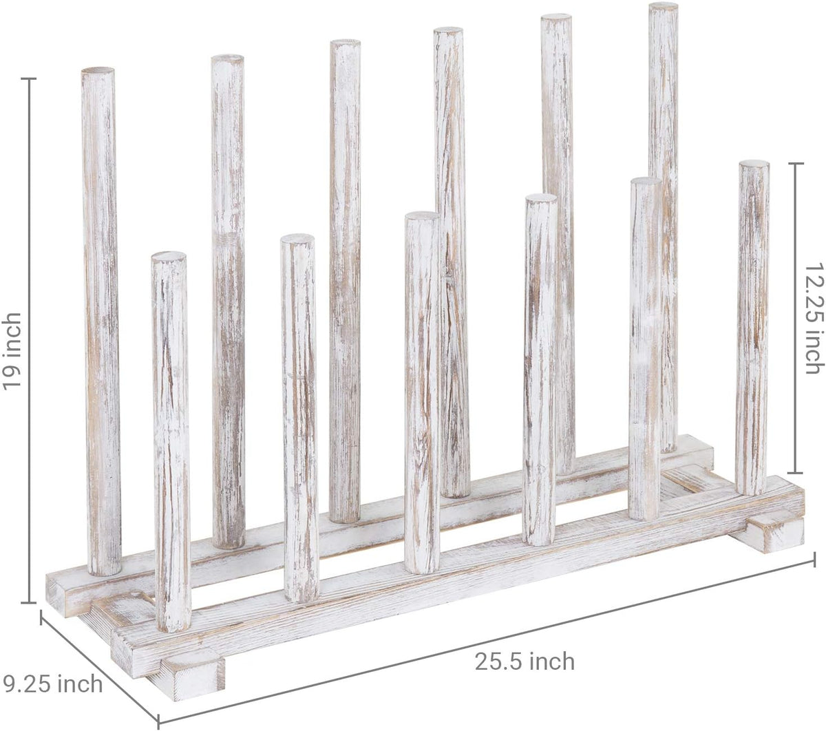 MyGift Shabby Whitewashed Wood Boot Rack Organizer Tall Boots Inverter Holder - Holds up to 6 Pairs
