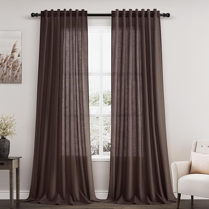 Nanspring Coffee Linen Boho Curtains