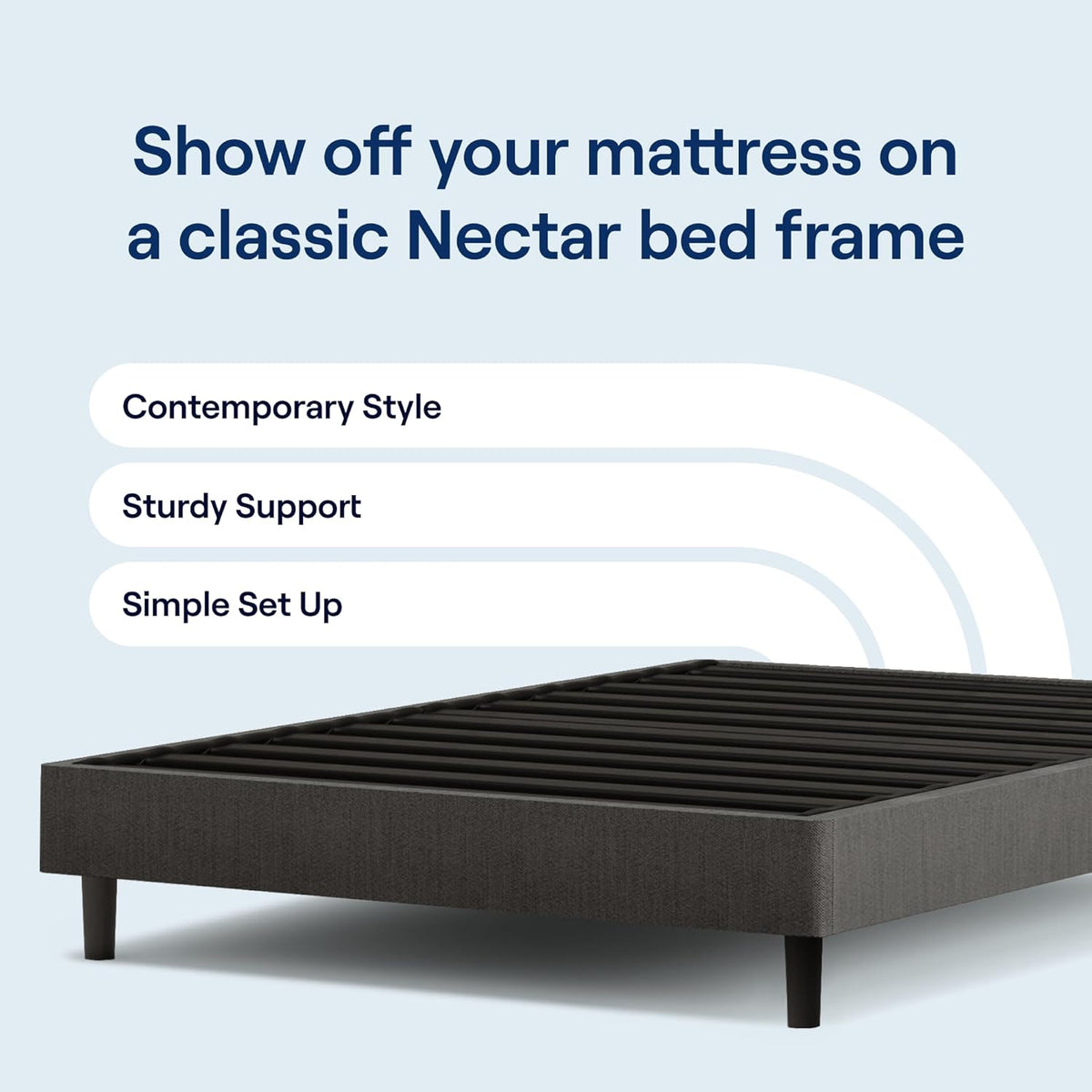 Nectar Twin XL 12” Mattress with Bed Frame - Grey - Medium Firm Gel Memory Foam - Cooling Comfort Technology - 365-Night Trial - Forever Warranty - Easy Assembly - 8 Inch Legs - Holds Up to 700 Pounds