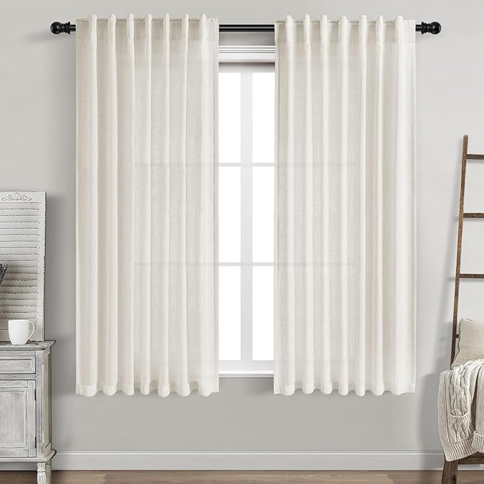 Cream Linen Curtains 61 Inch Length