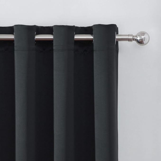 LEMOMO Black Blackout Curtains 66 x 63 Inch Length/Set of 2 Curtain
