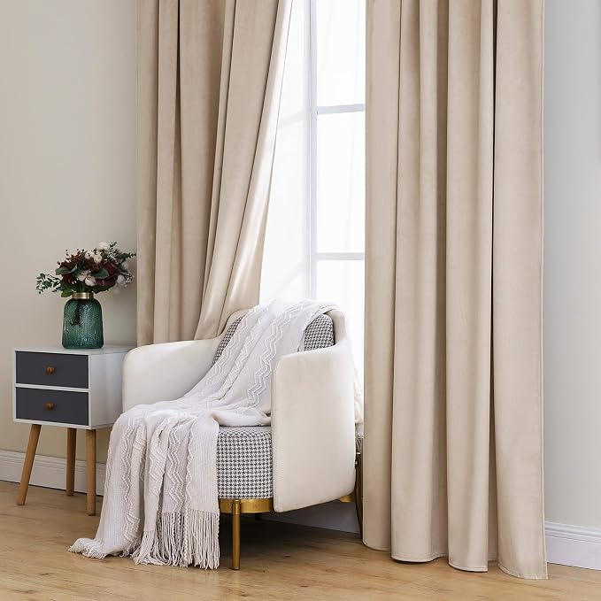 MIULEE Velvet Curtains 108 inches Long 2 Panels