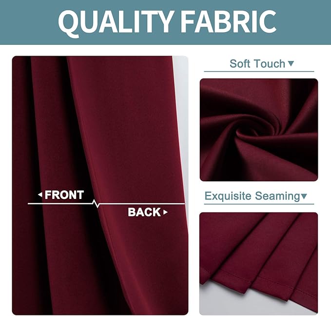 ChrisDowa Blackout Curtains 80 Inches Long 2 Panels Set