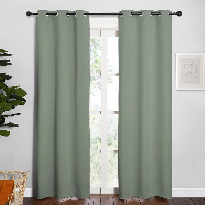 NICETOWN Window Curtain Panels, Thermal Insulated Solid Grommet Blackout