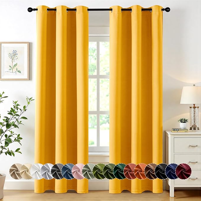MIULEE Yellow Blackout Curtains