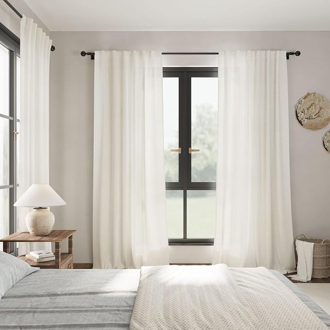 Nanspring Cream 80 inch Linen Curtains