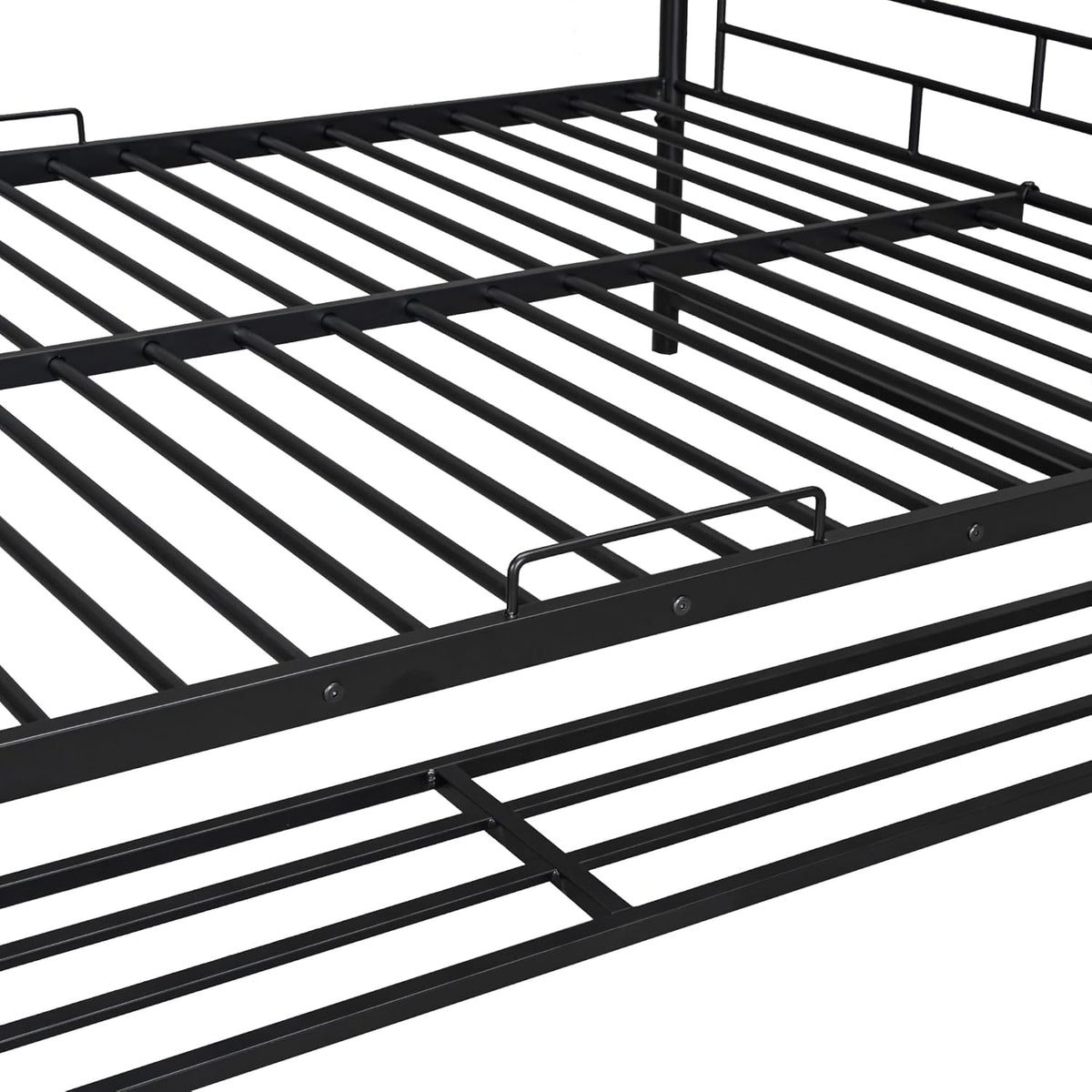 Metal Full Over Full Bunk Bed with Storage Shelf and Guardrails,Multifunctional Bed Frame w/Ladder,Can Seperated into 2 Beds,No Spring Needed,for Kids Boys Girls Teens,Black