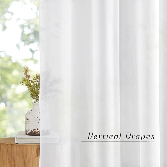 NICETOWN White Sheer 102 inch Curtains