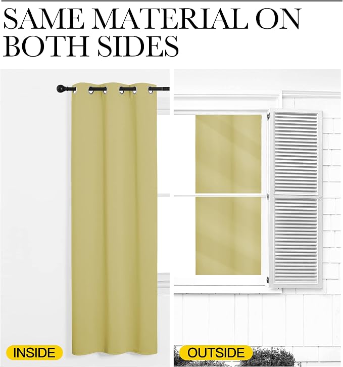 NICETOWN Room Darkening Draperies Window Curtain Panels, Paler Yellow, 2 Panels