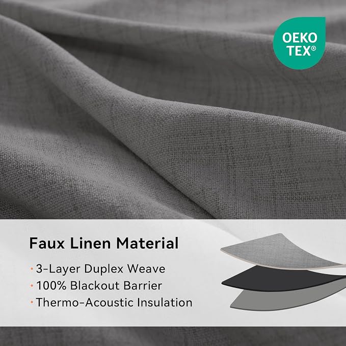 100% Blackout Shield Linen Blackout Curtains