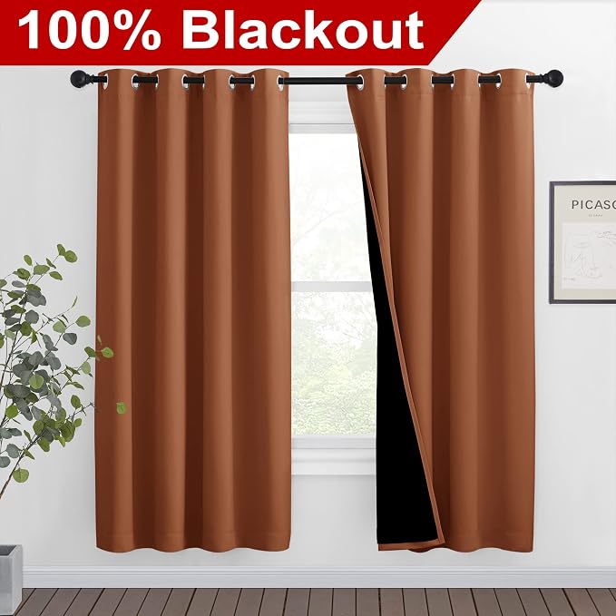 NICETOWN 100% Blackout Window Curtain Panels, Full Light Blocking Drapes