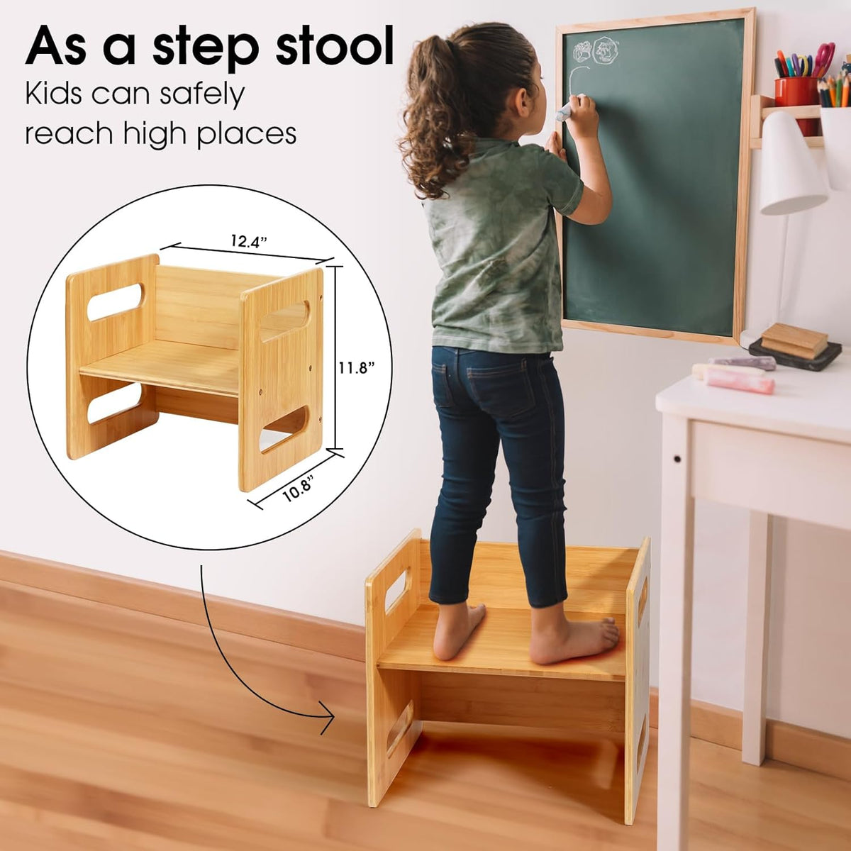 Kids Table and Chair Set, Montessori Weaning Table and Chair,Natural Bamboo Small Desk Chair,Toddler Activity Table and Chair Set for 1-3 Year Old Kids Dinner,Reading,Playing Toys, CPC Certified
