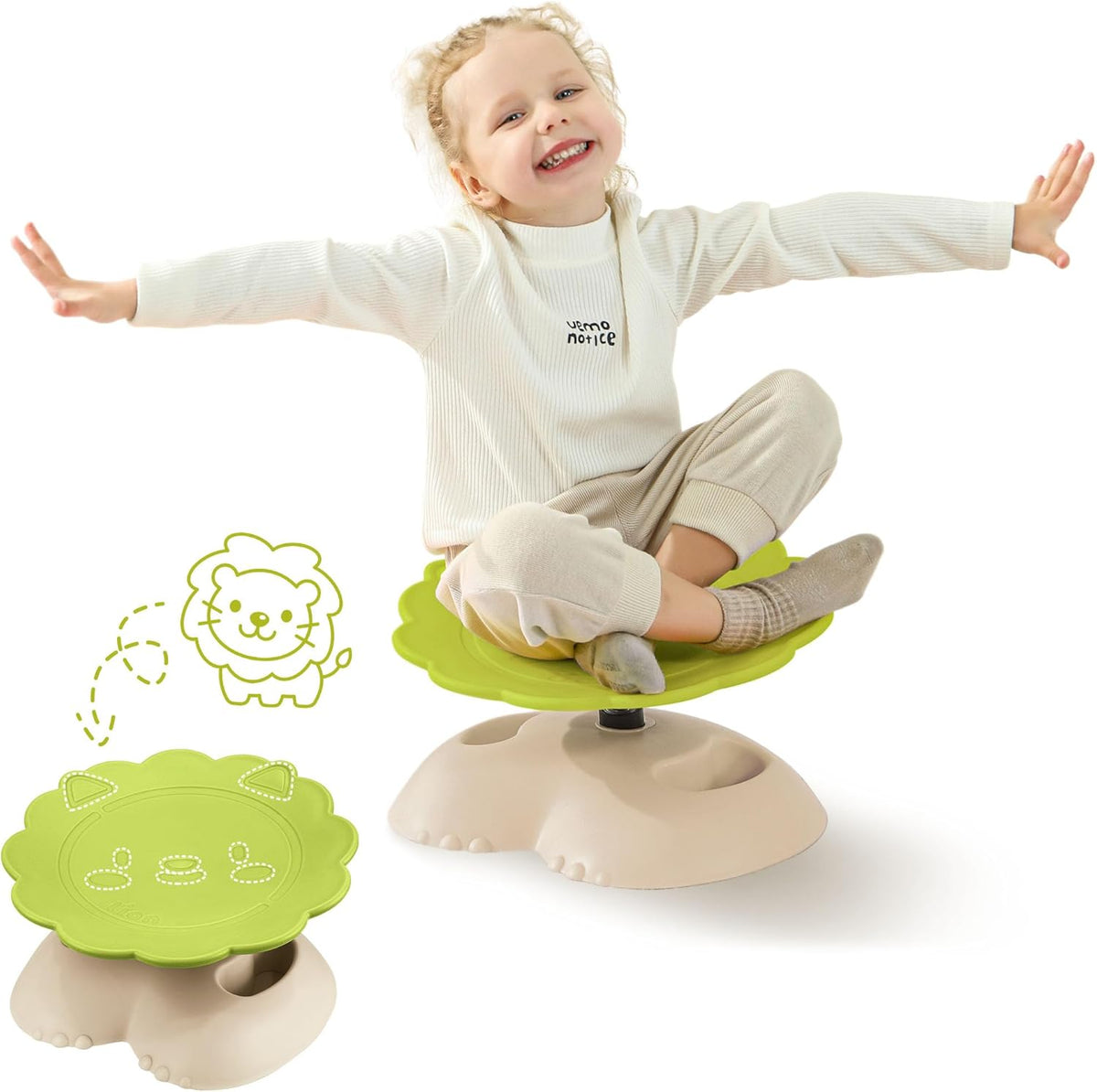 Spinning Chair for Autistic Kids, Autism Sensory Spinning Chairs Sensory Swivel Chair, Sensory Toy for ADHD & Autism 3-6 Years Children, Sit and Spin Training Body Coordination (Green)