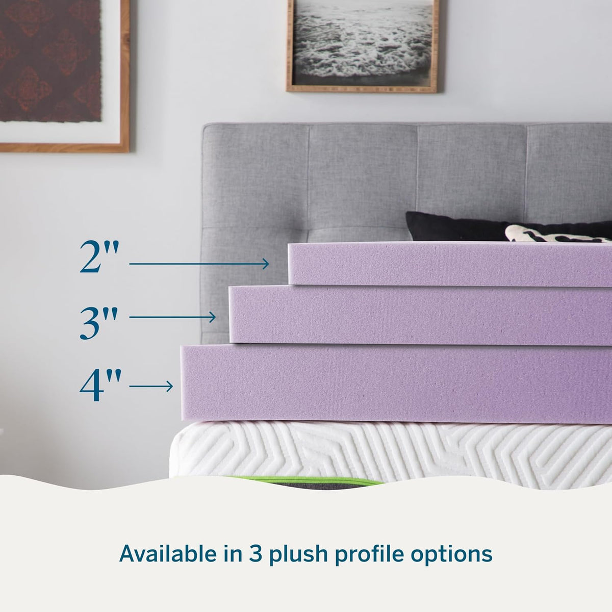 Lucid 3 Inch Lavender Infused Memory Foam Mattress Topper - Ventilated Design – Pressure Relieving Bed Topper - Mattress Pad – CertiPur Certified - Twin XL Size
