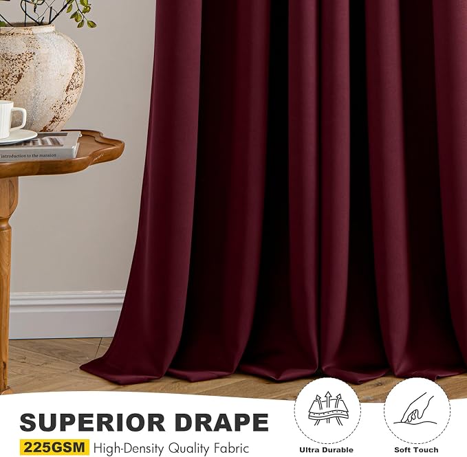 MIULEE Burgundy Red Blackout Curtains