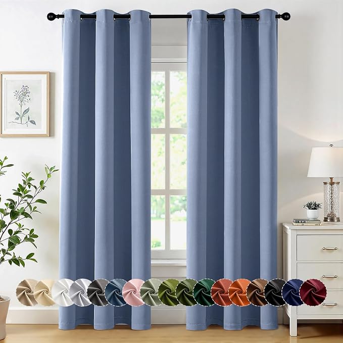 MIULEE Denim Blue Blackout Curtains