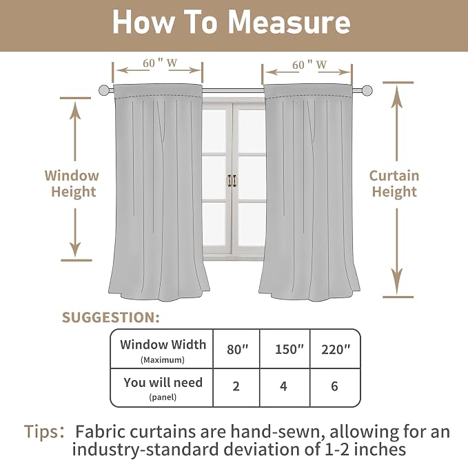 LAMIT Linen Curtains 63 Inch for Bedroom, Light Filtering Neutral Semi Sheer