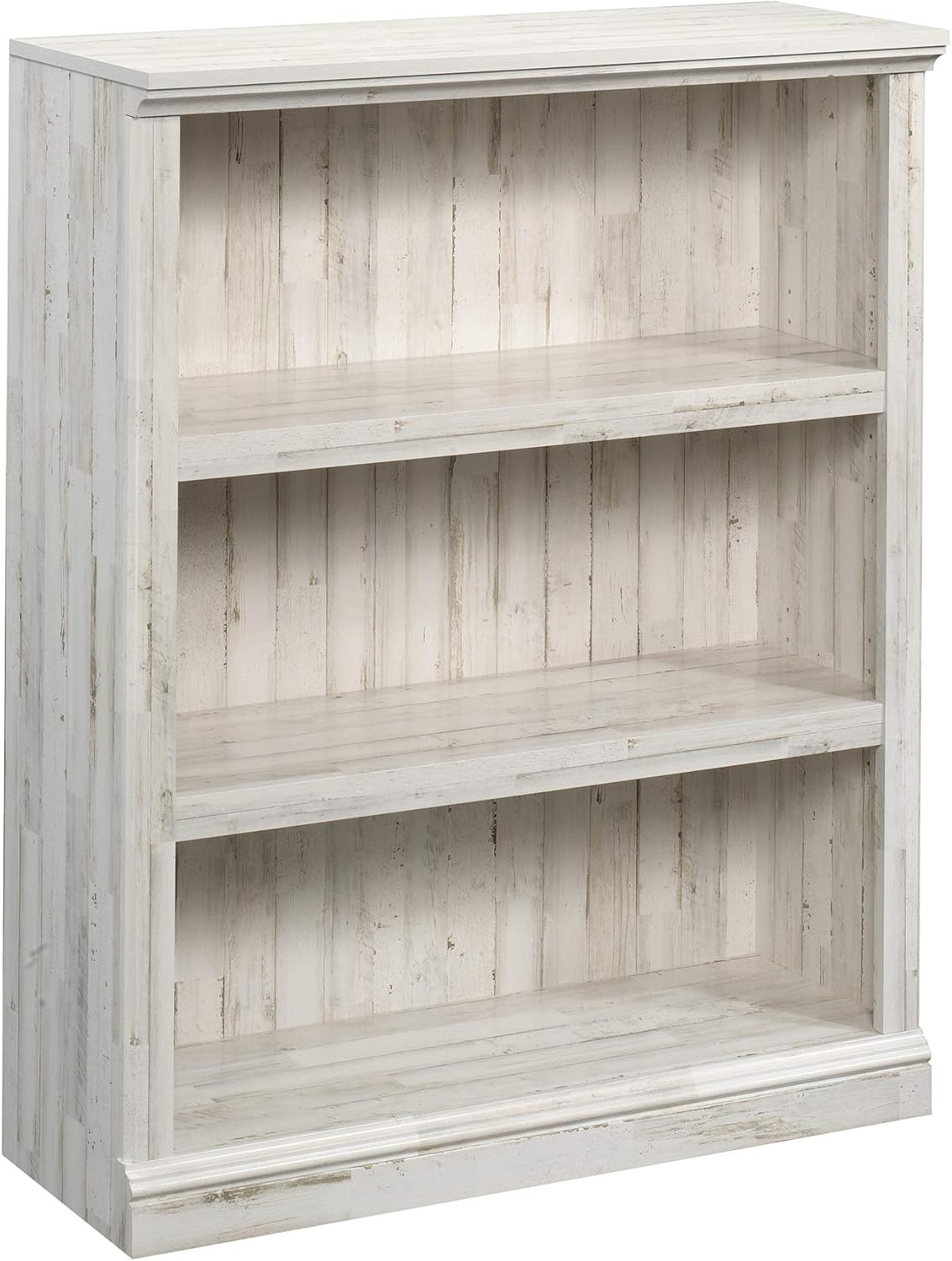 Sauder 3 Tier Book Shelf Wooden Bookcase Multipurpose Bookshelf for Home Office, Living Room, in White Plank