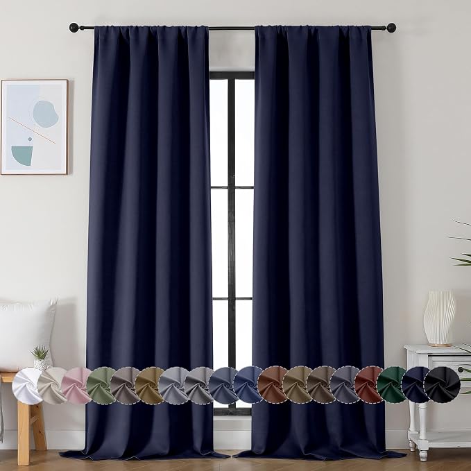 Simplebrand Ava Navy Blue Blackout Curtains