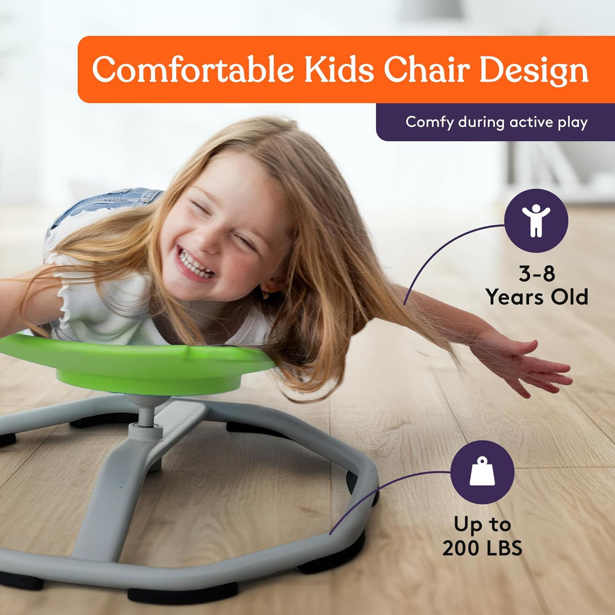 Special Supplies Spinning Chair for Kids- Versatile Kids Sit and Spin Sensory Chair for Training Body Coordination - Sensory Swivel Chair for Playroom, Bedroom, or Nursery (Green)