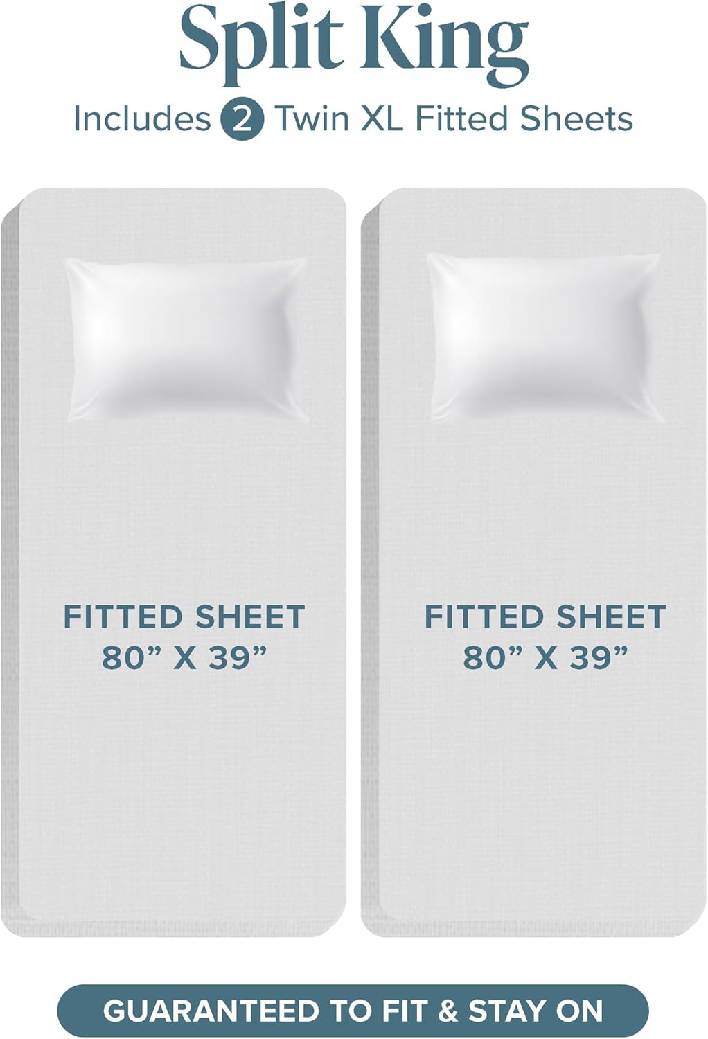 Bare Home Split King Sheet Set - 1800 Ultra-Soft Microfiber Bed Sheets - Double Brushed - Deep Pockets - Easy Fit - 5 Piece Set - Bed Sheets & Pillowcases (Split King, Turquoise)