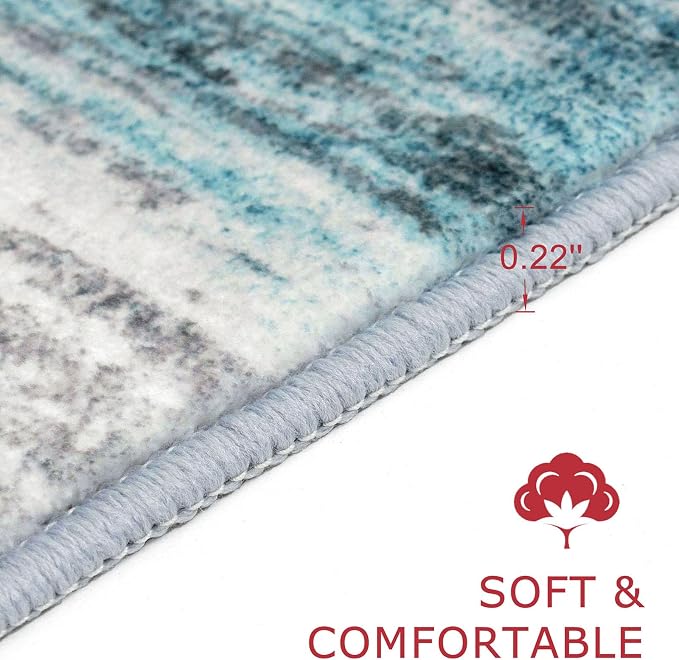 KOZYFLY Modern Abstract Kitchen Runner Rug, 2x10 Washable Rug Runner Non-Slip